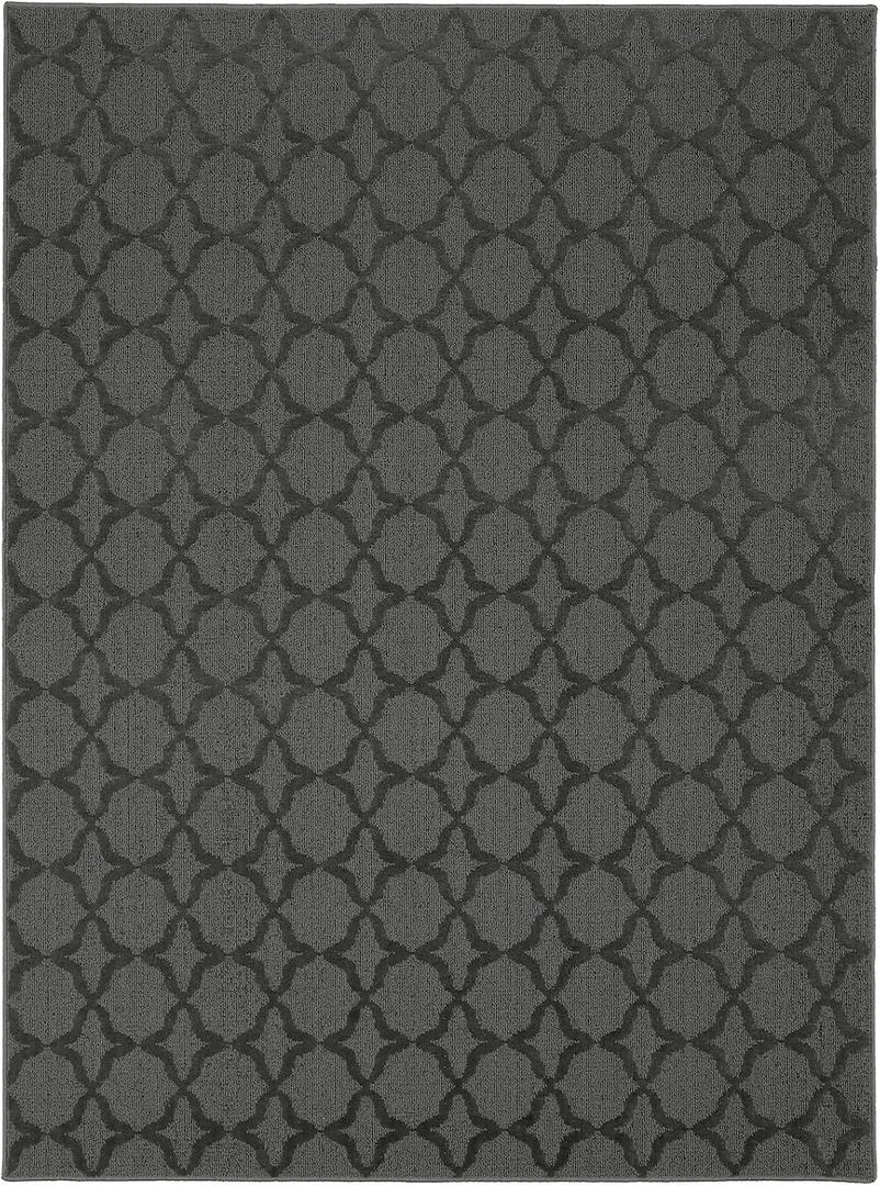 Garland Rug Sparta Non Slip Polypropylene 5 Ft. X 8 Ft. Cinder Gray Area Rug- Ideal for Living Rooms & Hallways, Stylish & Durable for High-Traffic Areas