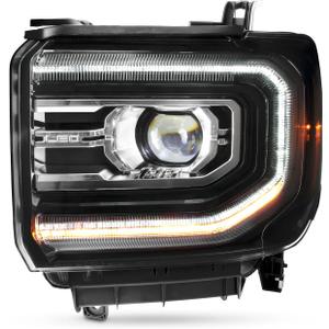 AKKON - Fits 2016-2018 GMC Sierra 1500 2019 1500 Limited [FULL LED] Projector Black Headlights w/DRL Tube Driver Left (Driver Side)