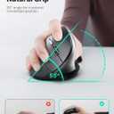 Nulea MD280 Ergonomic Vertical Wireless Mouse - Bluetooth & 2.4G Dual Mode, 4 Adjustable DPI 800/1200/1600/2400, Rechargeable, Silent Clicks, No Lag, 6 Buttons - Perfect for Laptop, Desktop Black