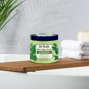 Dr Teal's Shea Sugar Scrub, Eucalyptus & Spearmint Essential Oils, 19 oz (Pack of 2)