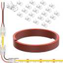 PAUTIX COB LED Connectors for 8mm 2-Pin COB LED Strip Lights,20pcs Strip to Wire Connectors,10ft(305cm) Long 22AWG Extension Wires for Non-Wired Gapless Solderless,5V 12V 24V 2835 LED Strip Lights