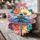 3 x Dragonfly Christmas Ornament 2025 - Dragonfly Gifts for Women Men, Gifts for Insect Lovers, Dragon Fly Lovers, Dragon Fly Themed Gift, Dragonflies Memorial Wooden Ornaments for Tree Decorations