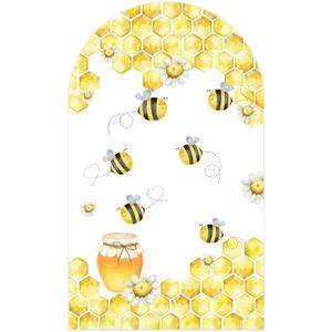KONPON Honey Bee Arch Stretchy Covers for Birthday Party Decoration Honeycomb Honeypot Arched Stand Cover Baby Shower Favors Props(Only Cover) (Kp-gx-2017)