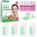 40PCS Facial Wax Strips for Women, Hypoallergenic Natural Face Wax Strips, Gentle Facial Hair Removal with 4 Calming Oil Wipes, Eyebrow Wax Strips for All Skin Types