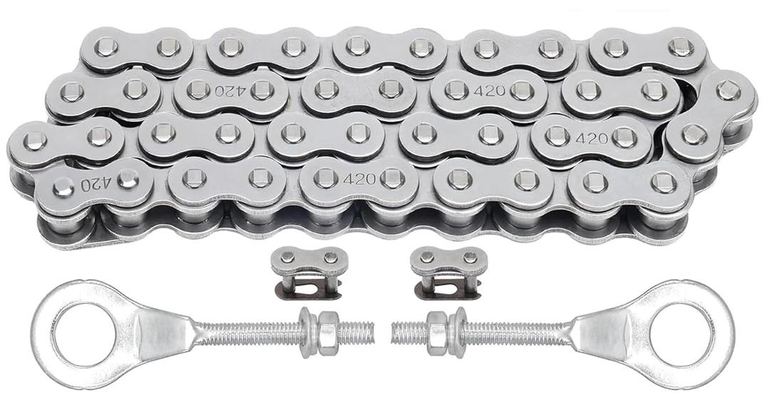 CT200U Front Jackshaft Chain 420 Chain 42 Links for Coleman CT200U CT200U-EX BT200X Baja Heat Warrior MB165 MB200 Hensim Mini Bike Parts with Chain Adjuster