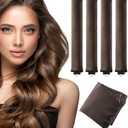 Heatless Curls Overnight Hair Curler - 4 Pcs Curling Rod to Sleep In, Velvet Hair Rollers with Satin Hair Scarf