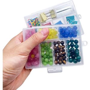 Organizer Box with Dividers - 4 PCS Small Container with Compartments, 6 Compartment Storage Box, Travel Organizer Box, Craft Storage Box (6-GRIDS, 4 Count)