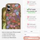 Magnetic for iPhone 16 Plus Case with Screen Protector, Brown Flower | Pretty Flower Floral Pattern Design [Compatible with MagSafe] [Full Camera Protection] Shockproof Slim Cover for Women Girls