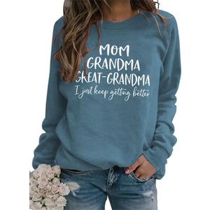 JBF Cloth Mom Grandma Great Grandma Sweatshirts Womens Graphic Casual Long Sleeve Lightweight Pullovers Tops (Blue, XL)