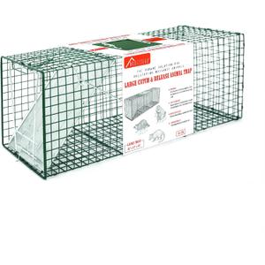 HOMESTEAD 32 Inch Live Animal Trap - Specialized for Raccoons, Opossums, Groundhogs, Skunks, Feral Cats, Squirrels - Humane Way Catch & Release Animal Trap