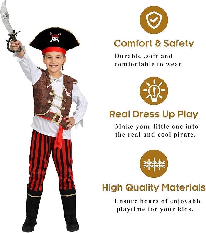 Pirate Costume for Kids Pirate Outfit for Boys Pirate Cosplay Party Dress Up  L
