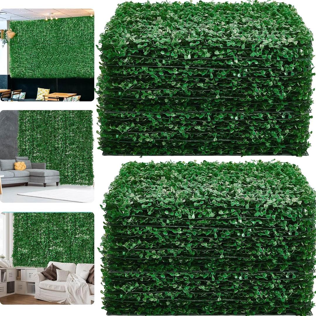 Juexica Boxwood Wall Panels Artificial Boxwood Hedge Greenery Panels UV Protected Screen for Privacy Bridal Shower Deck Balcony TV Backdrop Wall Wedding Easter Birthday Party Decor(24 Pcs,16 x 24)