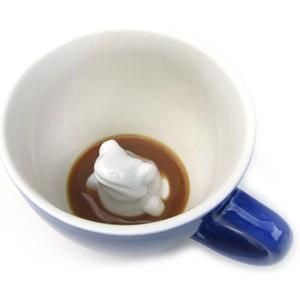 Creature Cups FROG Ceramic Cup (11 Ounce, Cobalt Blue) - Hidden 3D Animal Inside Mug Emerges As You Drink - Holiday, Birthday and Housewarming Drinkware Gift for Coffee & Tea Lovers