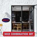 Kanayu 3 Pcs Open LED Neon Sign and Push Pull Stickers Sign Set 19 x 10 Inch Open Electronic Advertisement Display 5 x 2 Inch Vinyl Push Pull Vertical Decal Self Adhesive for Shop Bar