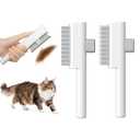 Marchul 2Pcs Pet Comb Flea Comb Set for Cats Dogs, Cat Grooming Brush with Release Button and Stainless Steel Round Teeth, Self-Cleaning Dog Combs for Removing Pet Hair, Knots & Loose Fur, White