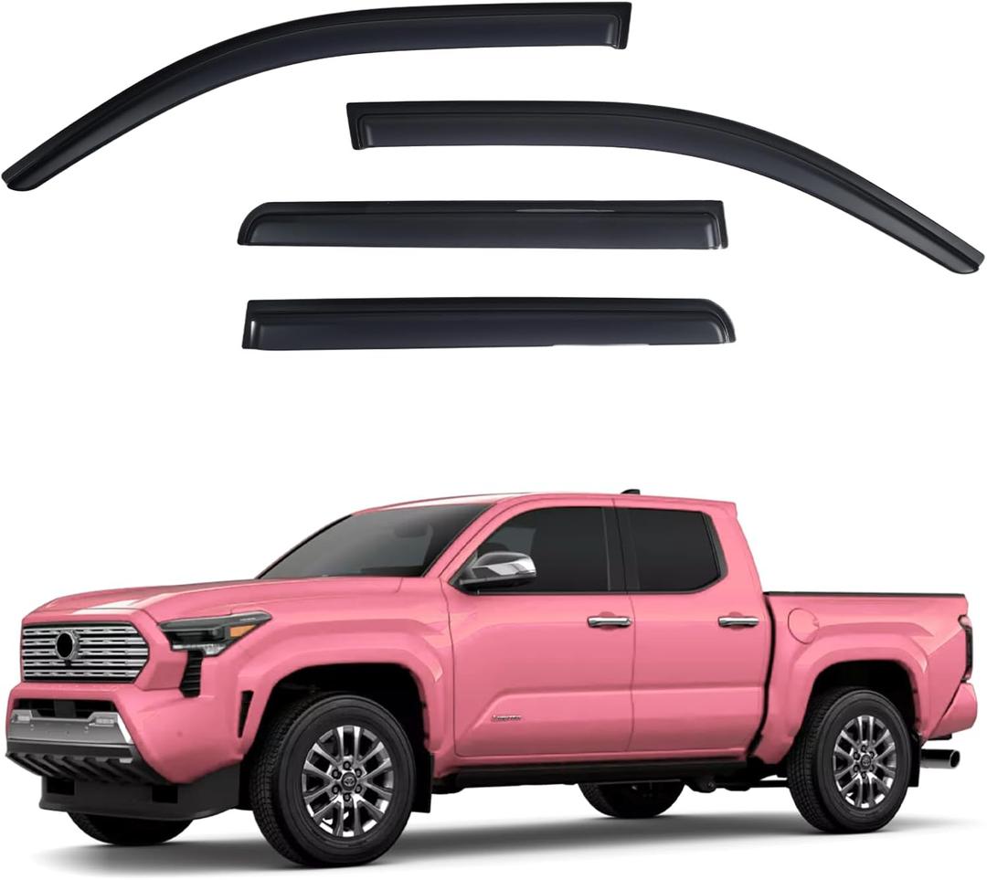 Window Visors Rain Guards fits 2024 2025 Toyota Tacoma Double Cab, Out-Channel Window Wind Deflectors Vent Shades Accessories, Dark Smoke 4 Pcs Window Visors Rain Guards fits 2024 2025 Toyota Tacoma Double Cab, Out-Channel Window Wind Deflectors Vent Shades Accessories, Dark Smoke 4 Pcs