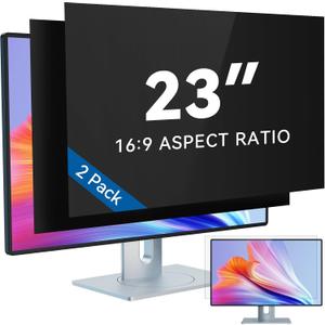 IPROKKO [2-Pack] 23 Inch Computer Privacy Screen Filter for 16:9 Widescreen Monitor, Removable 23in Anti Blue Light Glare Privacy Shield, Anti Spy Security Protector for Hp Dell Asus Acer Samsung