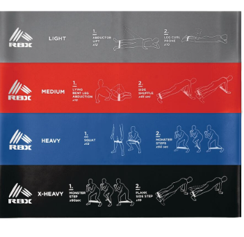 RBX LIVE LIFE ACTIVE LOOPED LATEX RESISTANCE BANDS 4 Pack