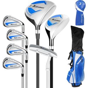 XDriveMax 8-Piece Left Hand Complete Golf Club Set for Men , Wood, Hybrid, Irons, Putter & Bag - Beginner Friendly, High Distance & Accuracy