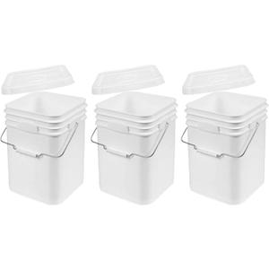 White Pails and Lids - Heavy Duty Buckets for Storage - Economical, Durable and Easy to Use (4Gallon 3Pack)