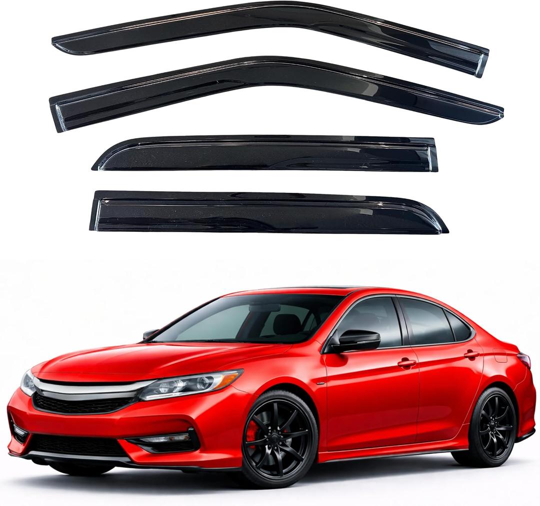 KPY Rain Guards Fit for 2008-2017 Honda Accord, Out-Channel Window Visors Vent Wind Deflectors 4PC, Car Accessories for 08-17 Accord (Sedan Only)