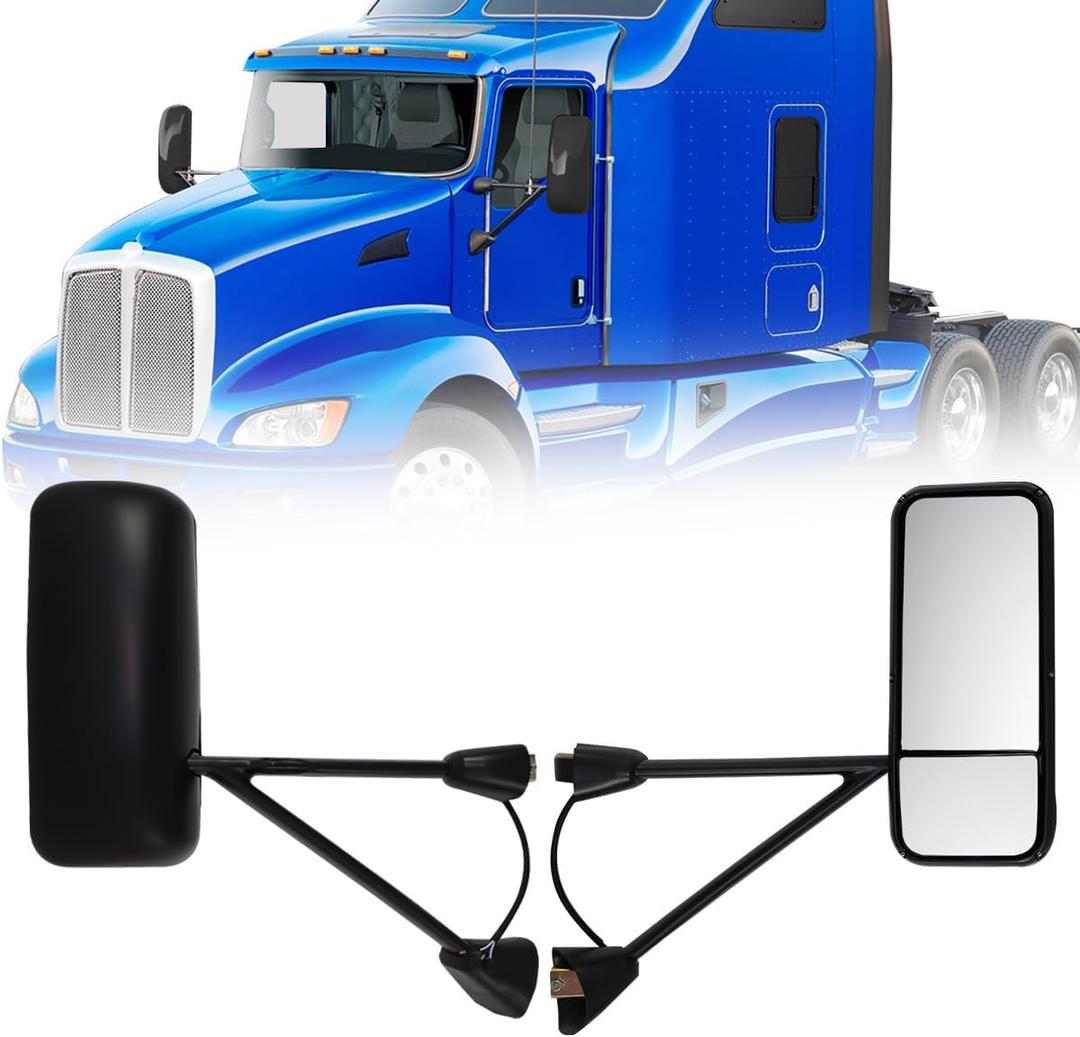 Door Mirrors for Kenworth T660 T600 T370 2008-2015 Replacement Passenger Right Side Mirror for Kenworth T660 Heated Adjustable Mirror for T660 T600 T370 Semi Truck Accessories Black