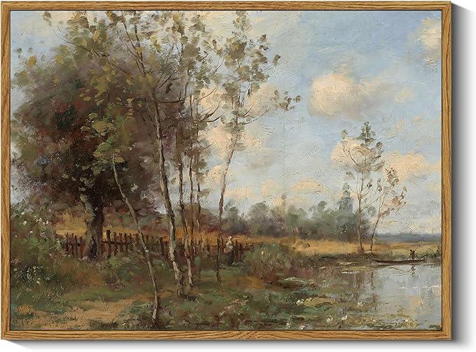 ARPEOTCY Vintage Framed Canvas Wall Art, Rustic Bedroom Living Room Country Scenery Paintings Wall Decor, Large Prints Art, Kitchen Farmhouse Retro Pictures, 20x30 Inch
