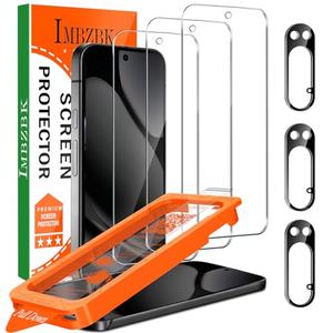 IMBZBK [Auto-Dust Removal] 3 Pack Screen Protector for Google Pixel 10 Pro XL [Phone Case Friendly], 3 Tempered Glass Camera Lens Protector Accessories, Military Grade Shatterproof