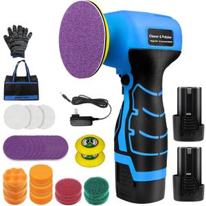 Cordless Sander, 3" Palm Sander with 2Pcs 16.8V 2.0Ah Batteries, 3500RPM Mini Polisher, 30 Accessories Sanders Tool for Sanding/Polishing/Waxing/Cleaning