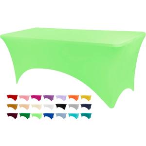 Table Covers for 8 Foot Tables, Light Green Washable and Wrinkle Resistant Stretch Tablecloths Rectangle 8ft for Events, Wedding, Banquets, Parties (96" x 30" (Rectangular))