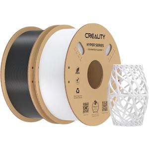 Creality Hyper PETG Filament Bundle 1.75mm 2KG for K1 Max/Ender 3 V3 SE/KE, 3D Printer Filament PLA Designed for High Speed 30-600mm/s, Dimensional Accuracy +/- 0.03 mm (Black & White 2-Pack) Creality Hyper PETG Filament Bundle 1.75mm 2KG for K1 Max/Ender 3 V3 SE/KE, 3D Printer Filament PLA Designed for High Speed 30-600mm/s, Dimensional Accuracy +/- 0.03 mm (Black & White 2-Pack)
