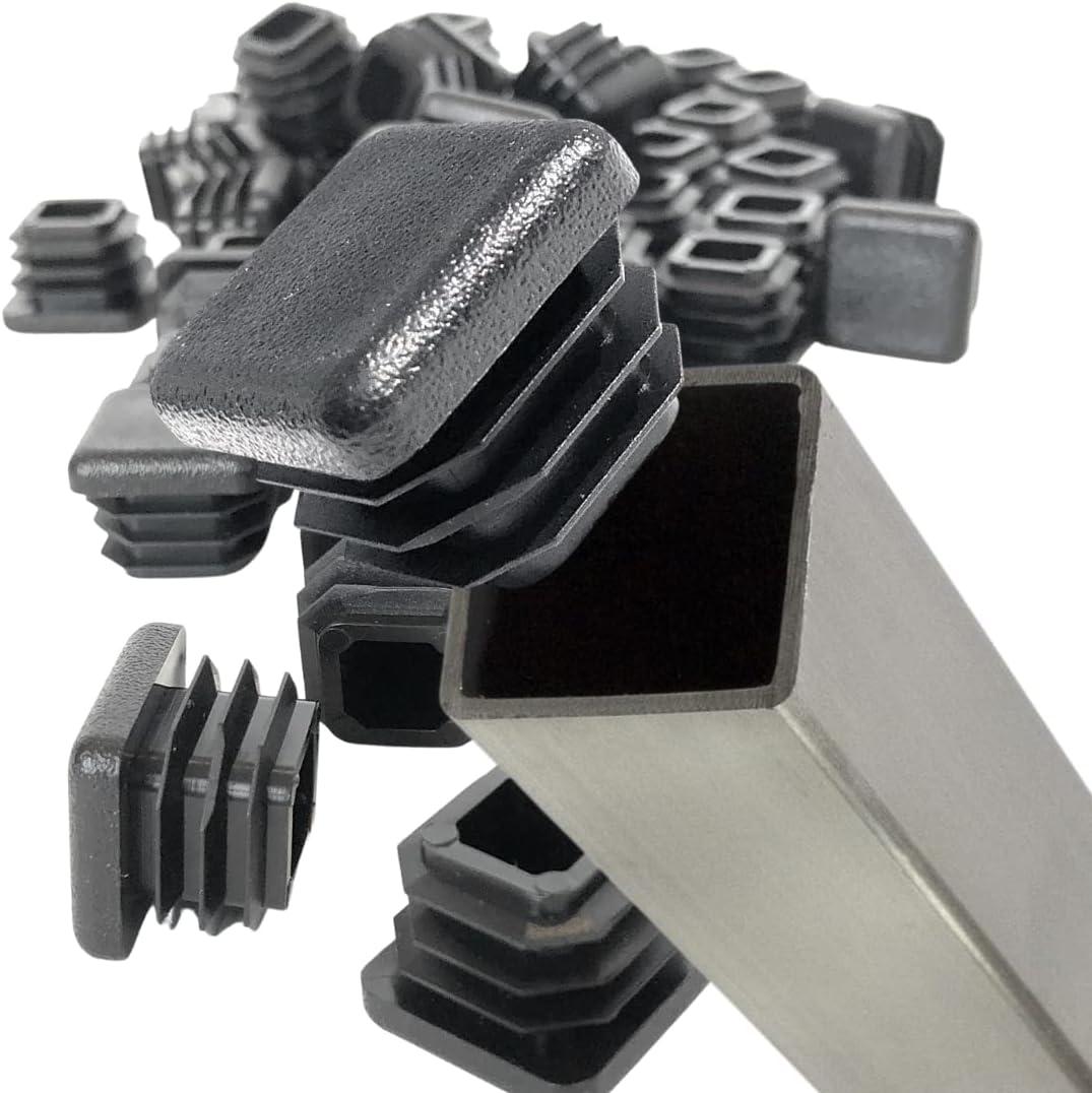 Premium Grade 3/4 Inch Extra Durable Square Tubing End Cap (50 Pack) for 14-20 Gauge Thicker Wall Tubing - Plastic Plugs