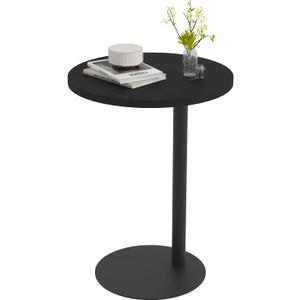 C Shaped End Table, Round Side Table, Small Drink Tv Tray Table for Small Spaces,Modern Accent Nightstand with Metal Leg for Living Room, Bedroom, Corners, and Office(Black)