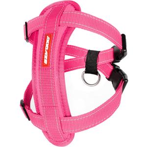 EzyDog Chest Plate No Pull Dog Harness Escape Proof Harness with Reflective Stitching and Comfort Padding for Easy Walks, Training & Control - Car Restraint Included (Medium, Pink)