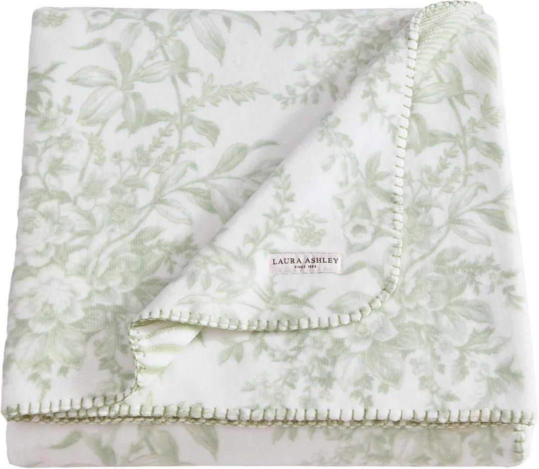 Laura Ashley - Soft Reversible Throw Blanket for Bed & Couch, 50 x 70