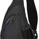 mixi Sling Bag Men Backpack Unisex One Shoulder Bag Hiking Travel Backpack Crossbody with USB Port for Men Women Versatile Casual Daypack-20 inch,Black