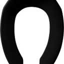 CHURCH 295CT Commercial Open Front Plastic Toilet Seat, Heavy Duty Industrial Seat without Lid, Secure Installation for Long Lasting Use, Made in USA, Elongated, Black