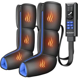 Air Compression Leg Massager with Heat for Foot & Calf Fast Recovery | Sequential Legs Recovery System for Circulation, 9 Intensity, 6 Modes, 3 Heat, for Lower Calf Soothe Aches & Daily Relaxation