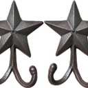 Pack 2 Vintage Architectural Star Hooks Decorative Western Home Wall Mount Coat Rack Hanger Rustic Decor Coat Hook,Hat Hook Wall Mounted,Coat Hanger,Dual Hooks for Bath,Kitchen,Garage