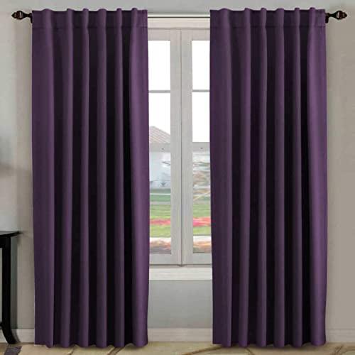 H.VERSAILTEX Blackout Curtains Thermal Insulated Window Treatment Panels Room Darkening Blackout Drapes for Living Room Back Tab/Rod Pocket Bedroom Draperies, 52 x 96 Inch, Plum Purple, 2 Panels
