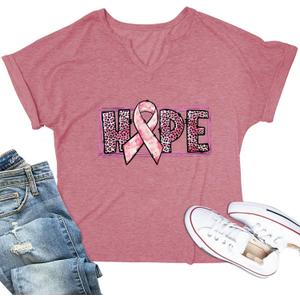 Breast Cancer Shirts for Women Pink Cancer Awareness Tee Shirt Breast Survivor Tee