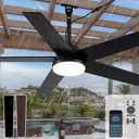 Bella Depot 48" Outdoor Ceiling Fan Black Waterproof Gazebo Fan with Light Smart App Remote Control Hanging Fan for Outside Patios Pergola Tent Plug-in Design Adjustable Brightness (48"- Black)