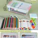 12 Pack Extra Large Pencil Box with Removable Divider, Thickened Pencil Case Bulk, Clear Crayon Marker Organizer Stackable Plastic Small Storage Containers for Pen Craft School Supplies, Multi