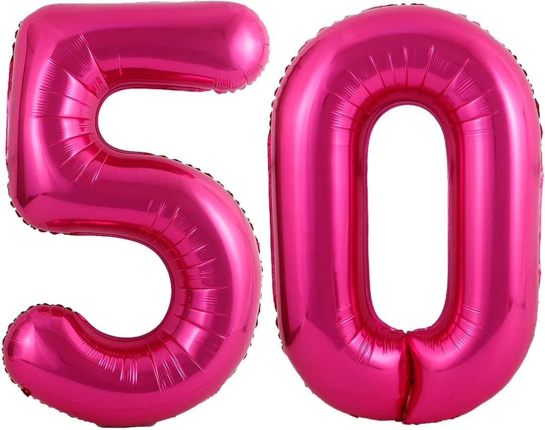 40 Inch Hot Pink 50 Number Balloons Giant Jumbo Huge 50 Foil Mylar Helium Number Digital Balloons Dark Pink Birthday Mylar Digital Balloons 50th Birthday Parth 50th Anniversary Events Party