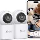 3K Security Camera Indoor,360WiFi Camera for Home Security,2.4/5 GHz Pet/Dog/Baby Camera with Phone app,Night Vision, 2-Way Audio, 24/7,SD/Cloud Storage,Works with Alexa&Google Home 2PACK