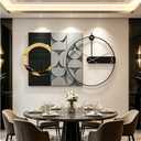 Modern oversized Wall Decor Clock, Large Geometric Decorative Wall Clock with 3D Textured Panels, Silent Non-Ticking Quartz, Black Gold & Grey Wall Art for Living Room Dining Room Office, 41×23.6"