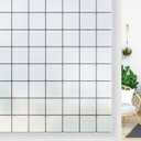 Windimiley Window Privacy Film Frosted Glass Static Cling Black Lattice Bathroom Decorative window Sticker Winter Heat Control Sun Blocking Window Cover Vinyl Opaque Door Covering, 23.6 x 78.7In, Pure