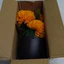Briful Orange Artificial Mums  Realistic Silk Fall Chrysanthemums in Black Pot, Faux Potted Flowers for Home, Table Centerpiece, Porch, Indoor & Outdoor Autumn Dcor