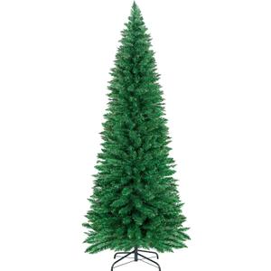 ININ 6FT Slim Pencil Christmas Tree,Artificial Tall Skinny Xmas Tree with 400 Branch Tips,Perfect for Home/Office/Party Decoration, Metal Hinges & Foldable Base.(Unlit)