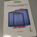 NutriChef 3-Piece Nonstick Cookie Sheets for Baking - Premium Carbon Steel Baking Trays w/ Non-Stick Smooth Coating & Silicone Handles - Large, Medium, & Small Bakeware - Blue